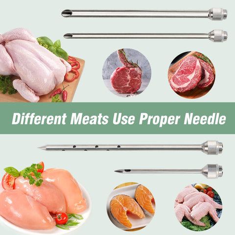 Tri-Sworker stainless steel needles for durable, rust-resistant flavor injection.