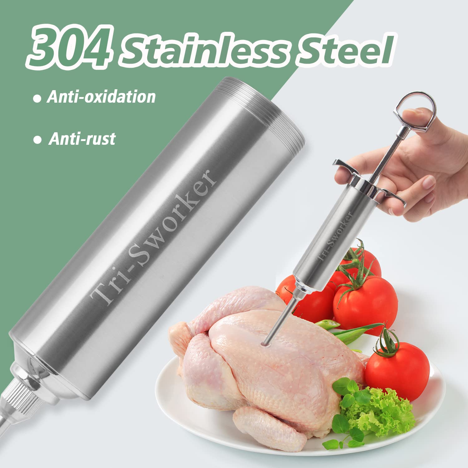 Tri-Sworker turkey-brisket-injection enables flavor to penetrate large meat faster.