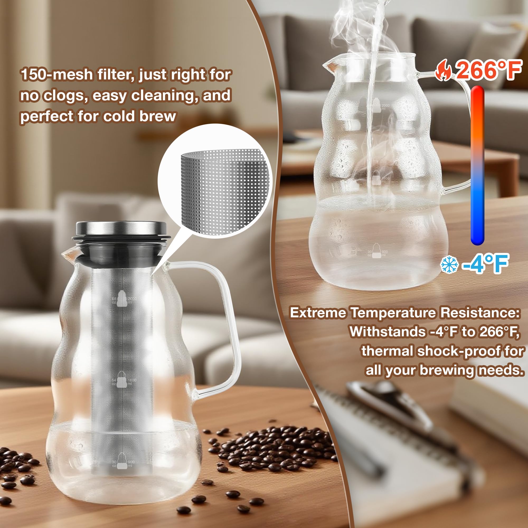 TRINIDa easy-clean pitcher designed for quick rinsing after use.