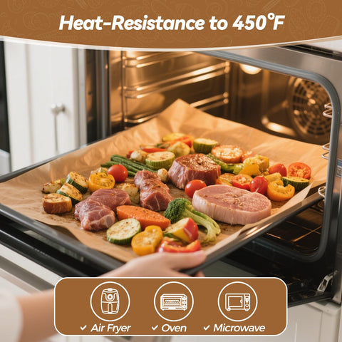 Tripho pre-cut half-sheet parchment 12x16 fits standard trays.
