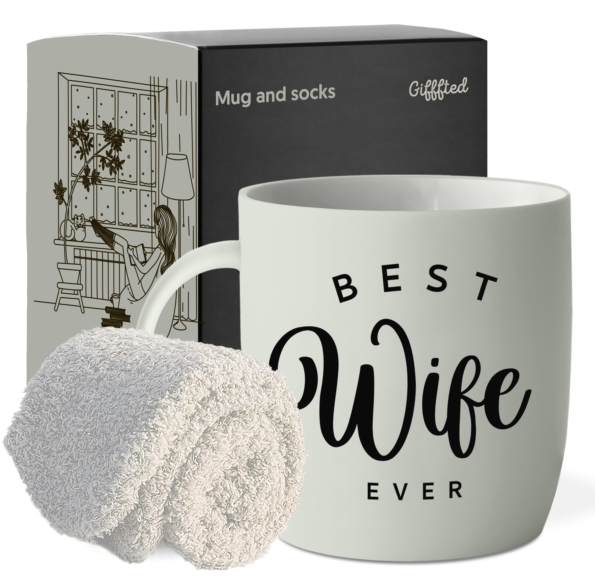 Triple Gifffted best wife ever mug in cream ceramic for daily coffee
