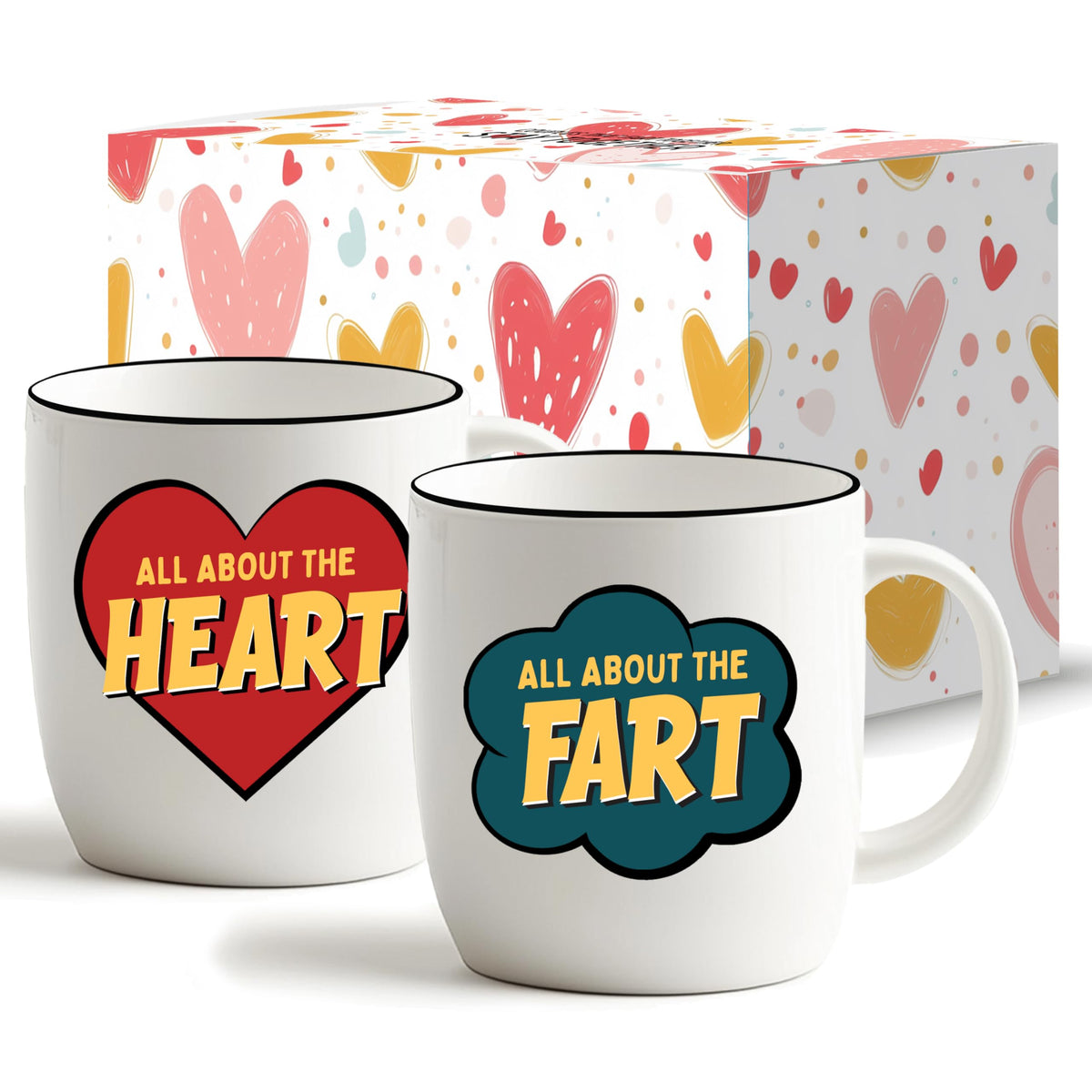Triple Gifffted heart and fart mug duo for playful mornings.