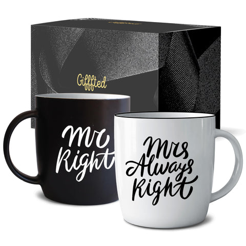 Triple Gifffted Mr Right Mrs Always Right mugs set for couples' morning coffee