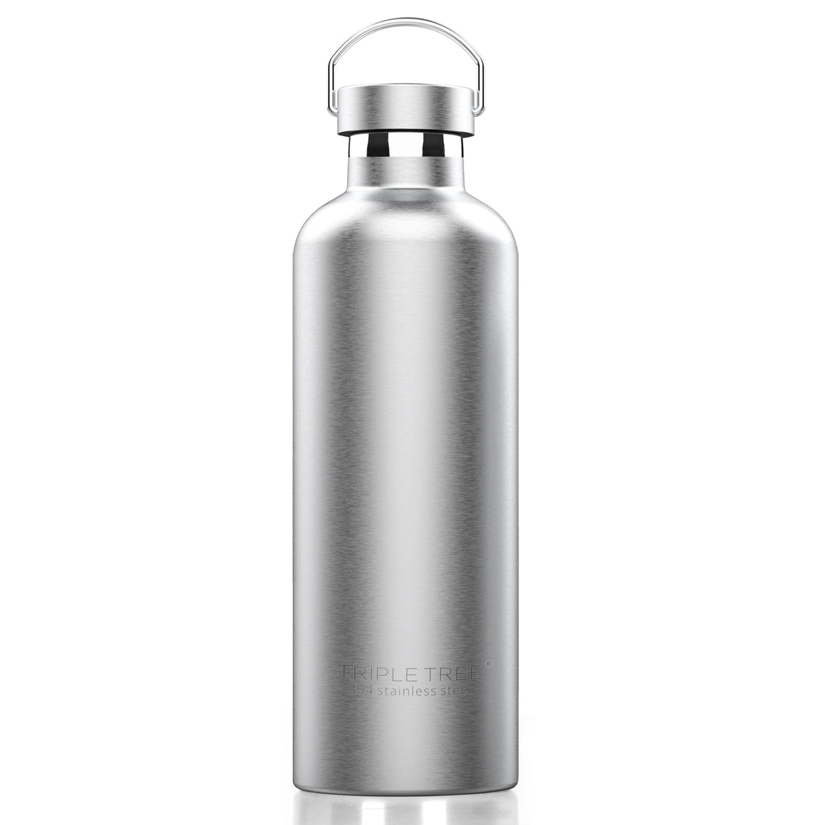 TRIPLE TREE 34OZ bottle front view showcases durable stainless steel for everyday hydration.