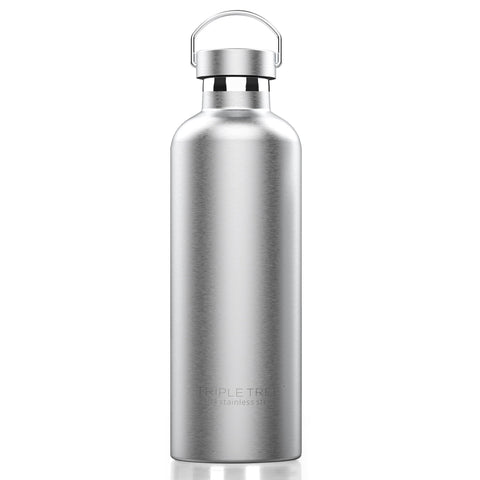 TRIPLE TREE 34OZ bottle front view showcases durable stainless steel for everyday hydration.