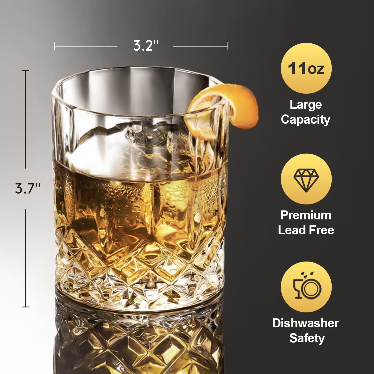 Triplorare whiskey glasses close-up clear crystal enhances aroma and taste