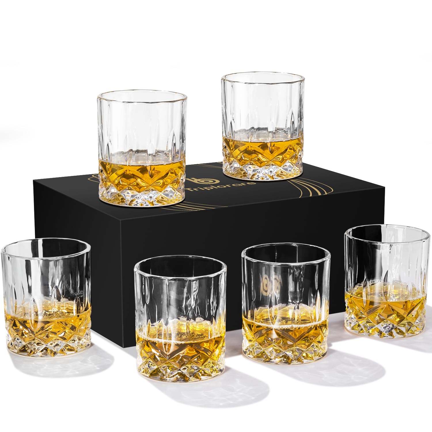 Triplorare whiskey glasses 11oz front view for savoring Scotch and bourbon