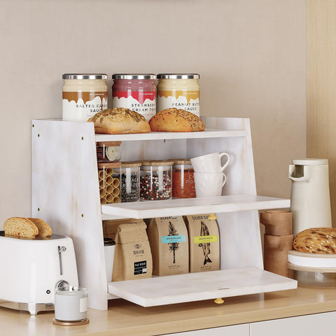 Trironsun bamboo bread storage large capacity keeps loaves organized on the counter