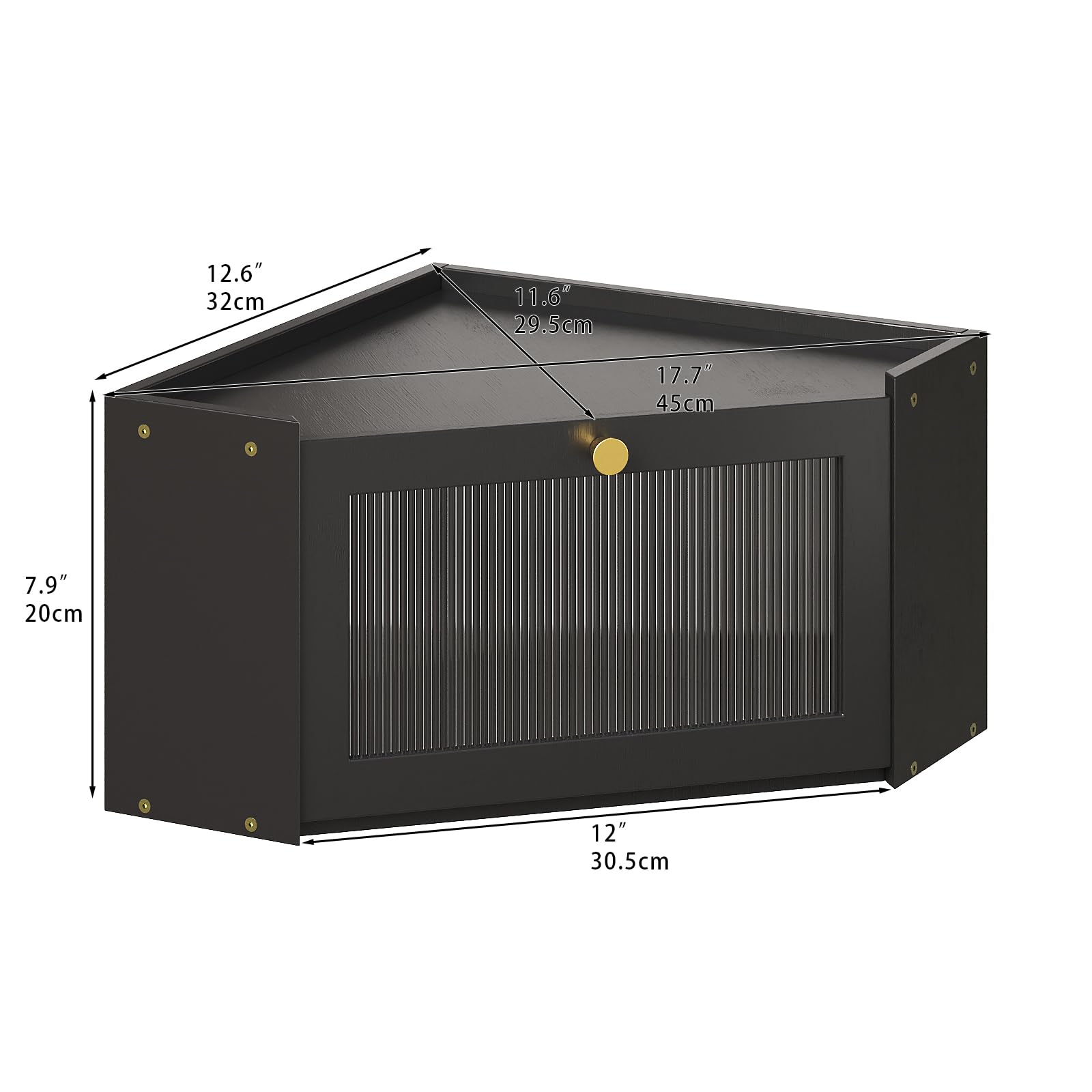Trironsun bamboo corner bread box door-open shows easy bread access.