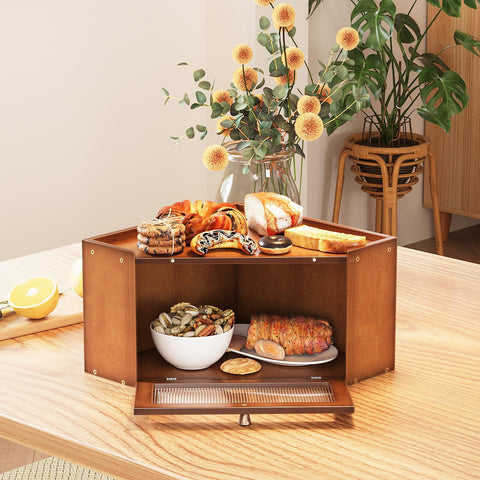 Trironsun bread box door open reveals easy access and clear contents
