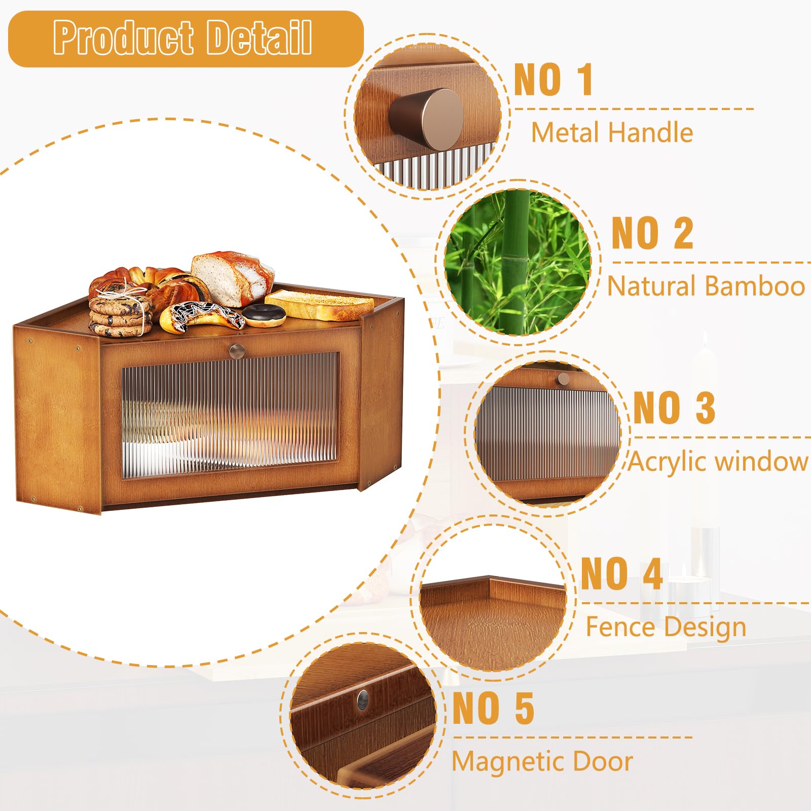 Trironsun bread box magnetic door close demonstrates secure, smooth operation