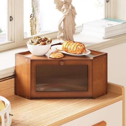 Trironsun bread box side view emphasizes corner design saving counter space