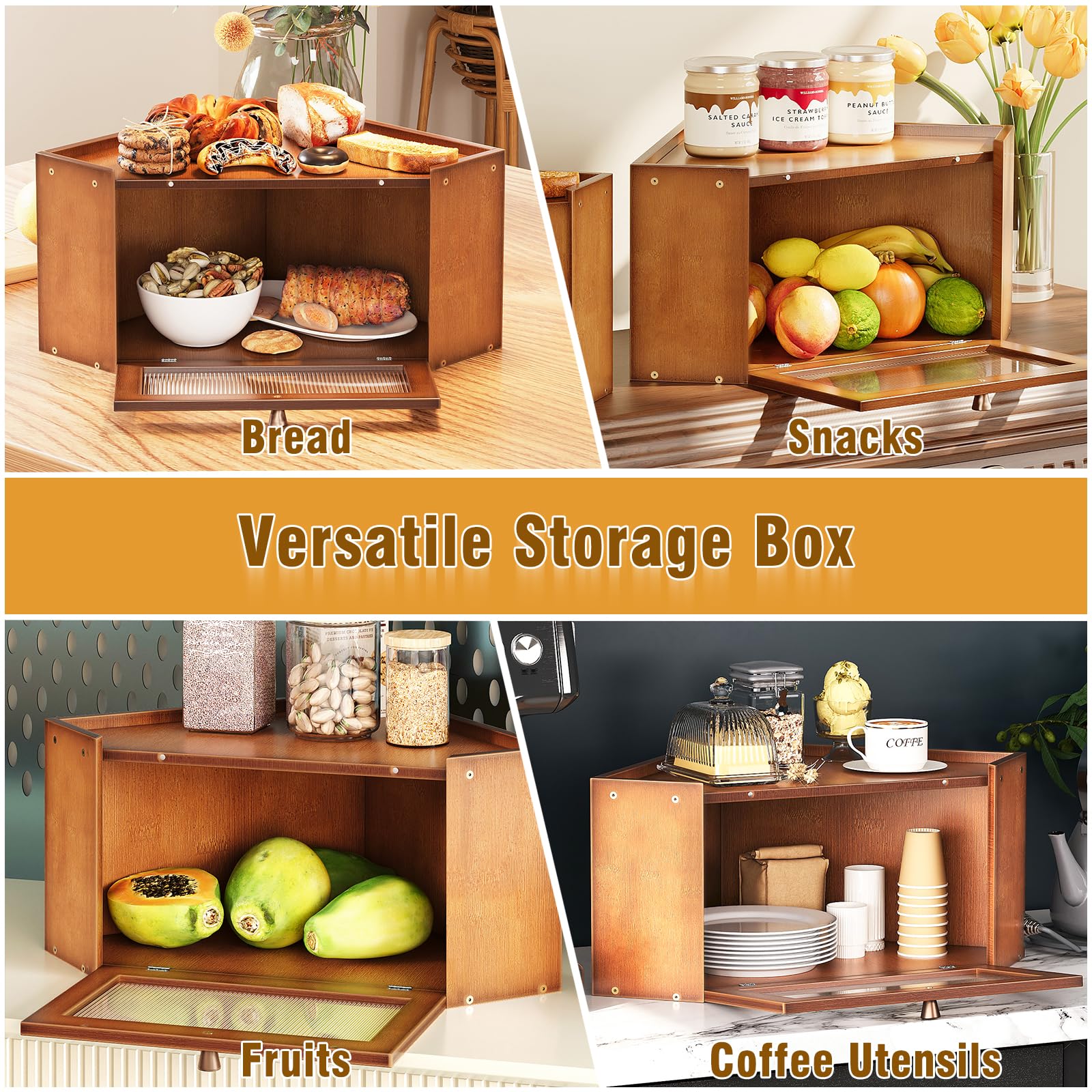 Trironsun brown bamboo counter storage ideal for organized kitchen spaces