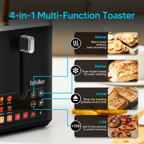 Trisiko touchscreen toaster 2-slice +15s Boost for extra crunch