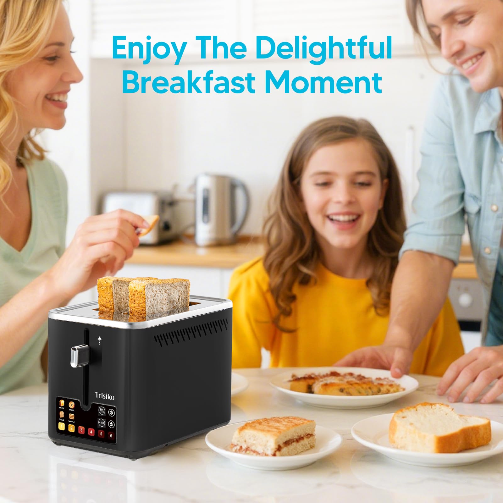 Trisiko touchscreen toaster 2-slice digital timer helps you plan toast in advance