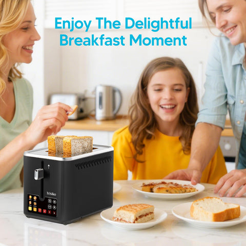 Trisiko touchscreen toaster 2-slice digital timer helps you plan toast in advance