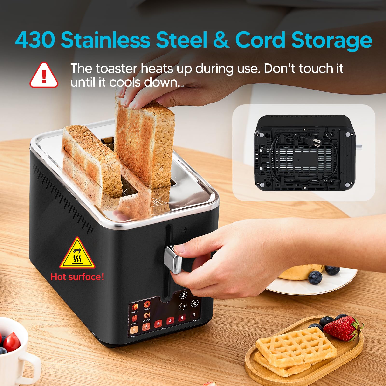 Trisiko touchscreen toaster 2-slice dorm-friendly office appliance