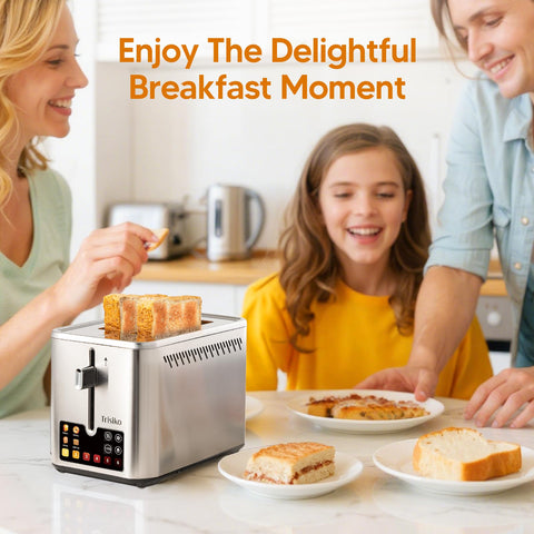 Trisiko 2-slice toaster with wide slots for bagels.