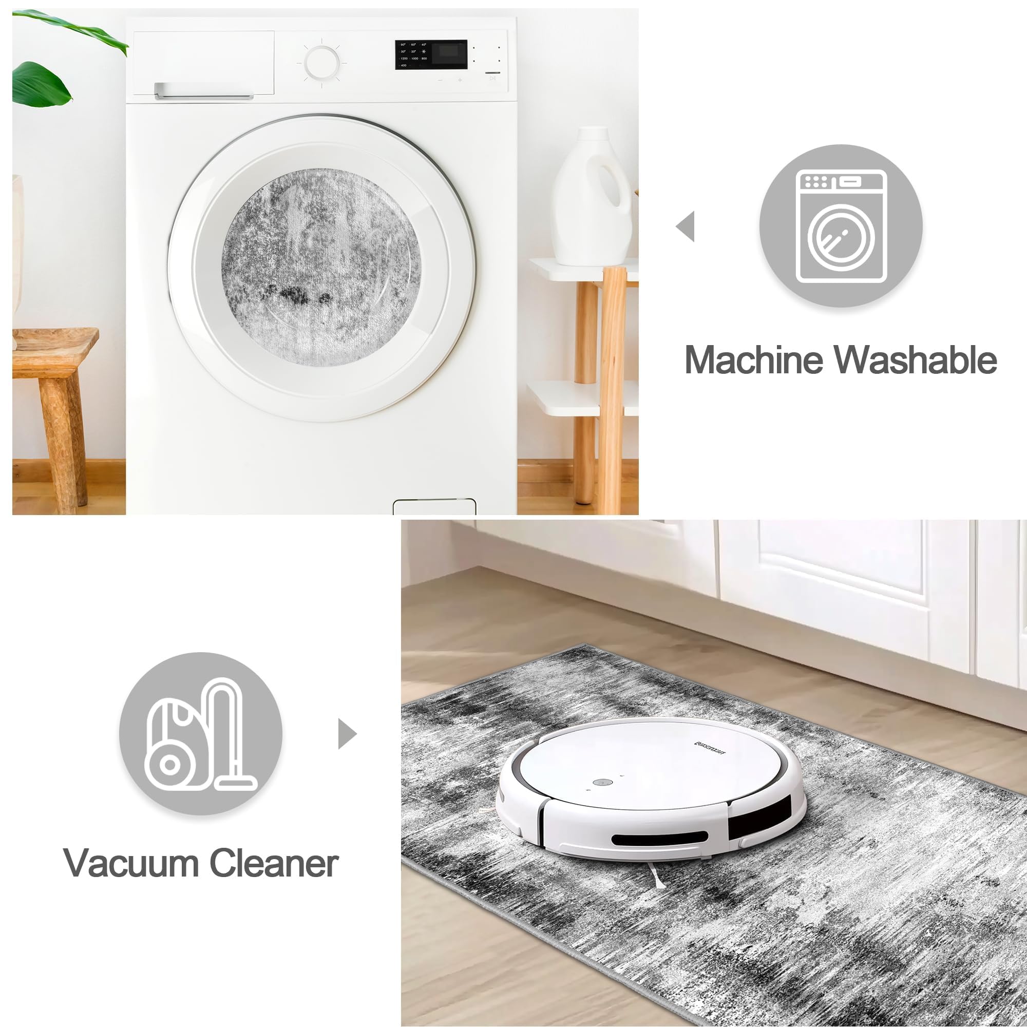 Tritard Upgrade machine-washable kitchen rug for easy cleaning and quick refresh