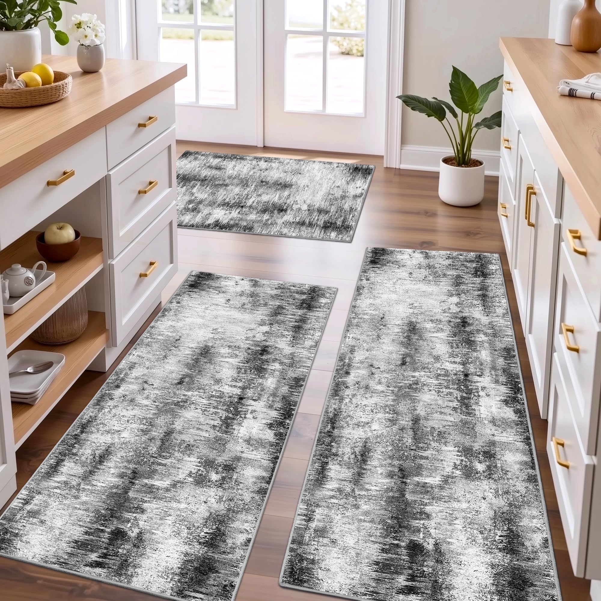 Tritard Upgrade non-slip kitchen rug 20x32 with silicone backing for slip-free stability on tile floors