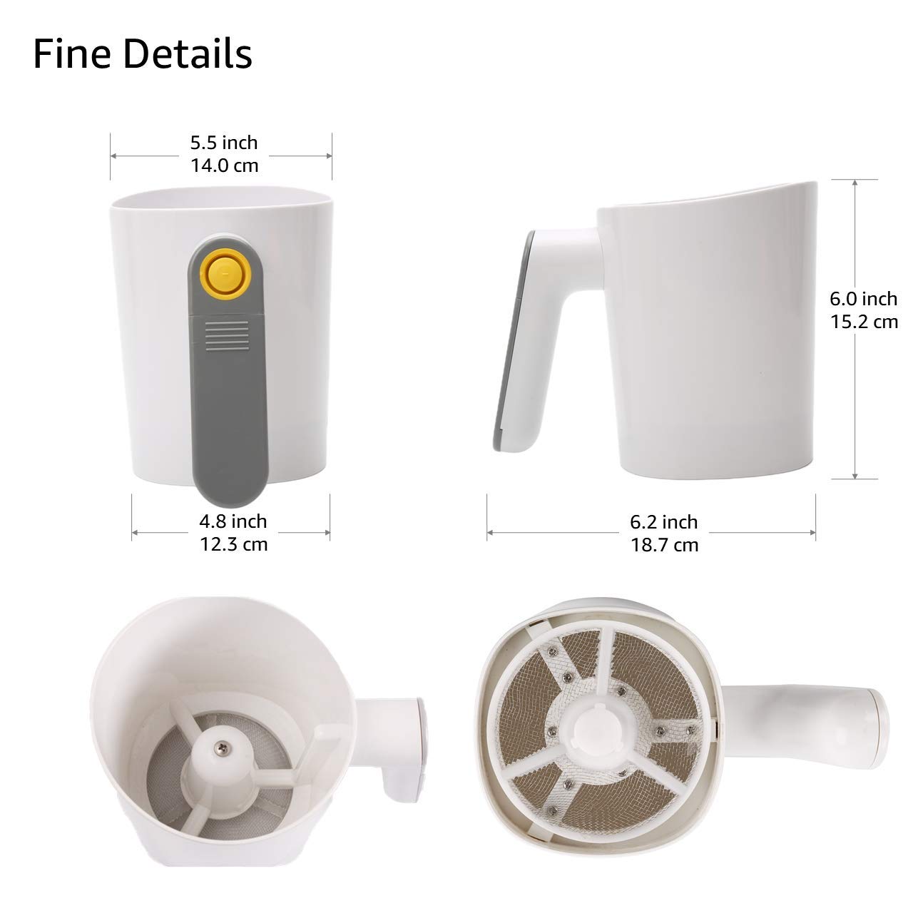 TriTree sifter battery compartment area shown with caution not to submerge.