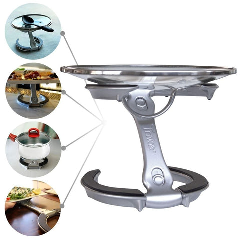 Trivae pot lid holder 4in1 stand demonstrates compact kitchen organization.