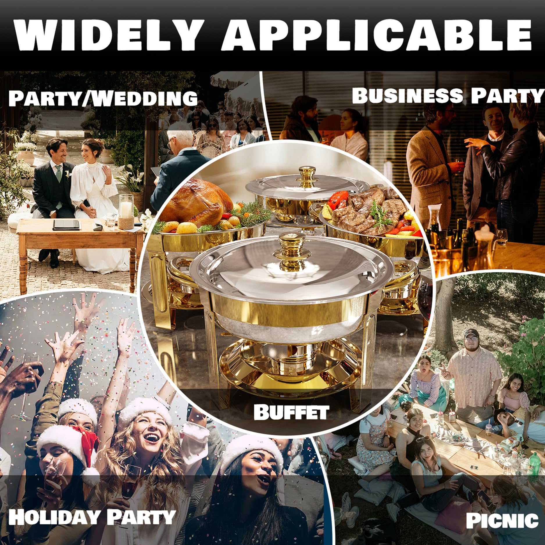 Trivico chafing dish easy-clean surface simplifies post-event cleanup.