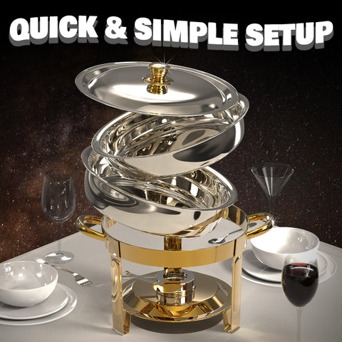 Trivico chafing dish stainless steel construction offers durability and easy maintenance.