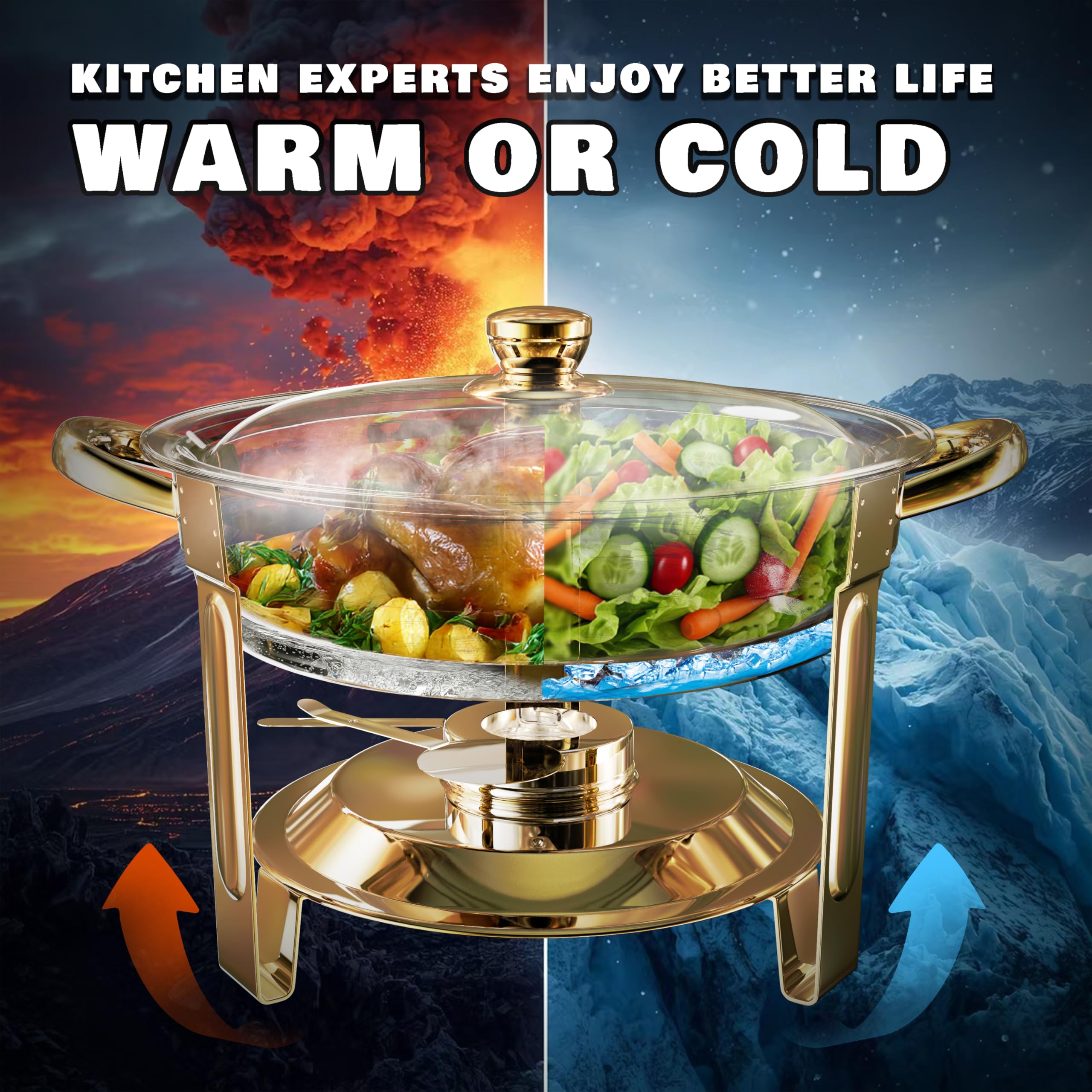 Trivico chafing dish ideal for weddings and catering, maintaining professional presentation.