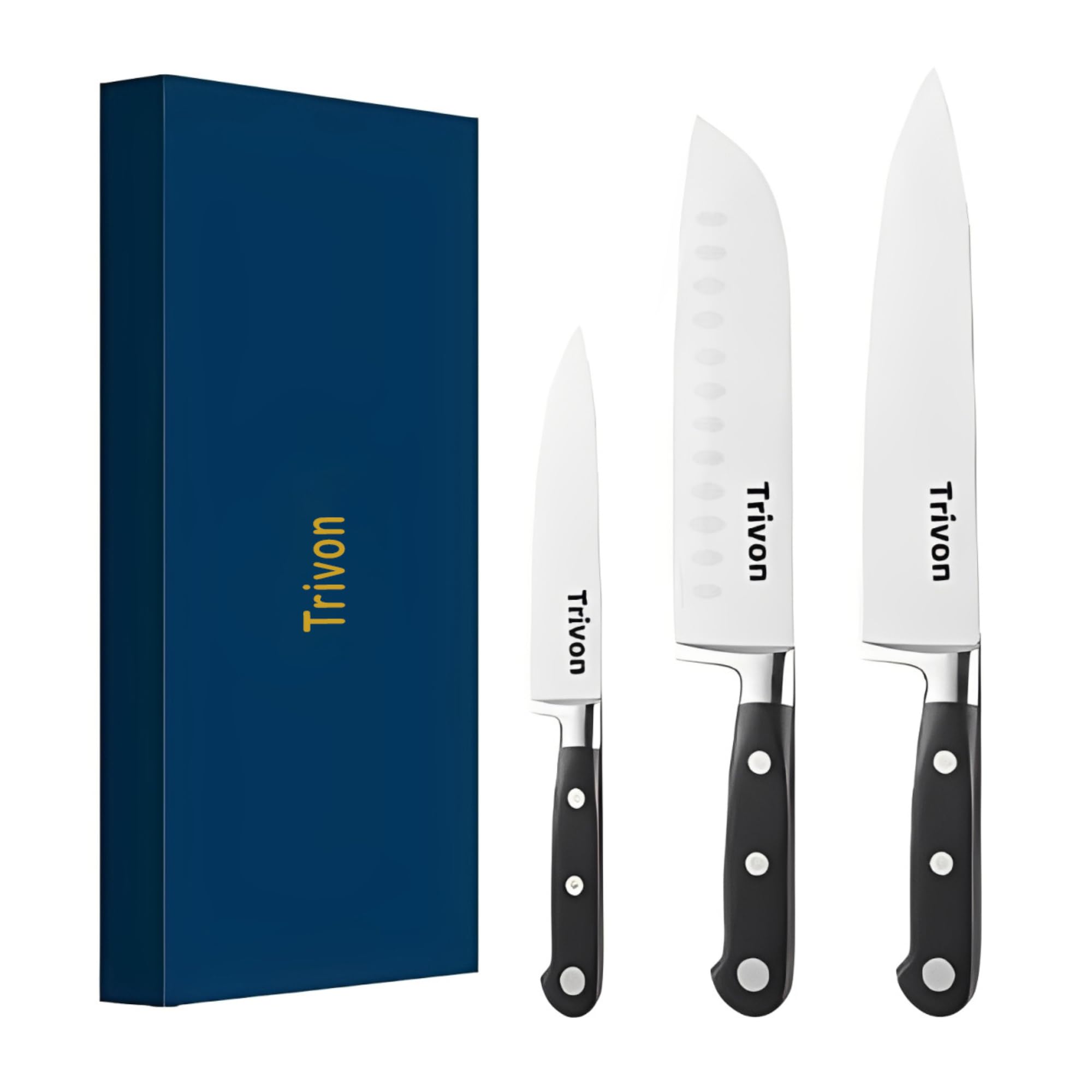 Trivon 8-inch chef knife for precise slicing and long-lasting sharpness.