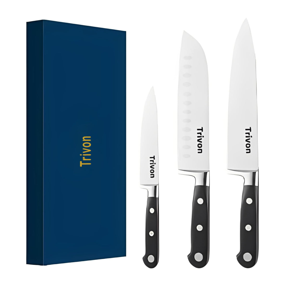 Trivon 8-inch chef knife for precise slicing and long-lasting sharpness.