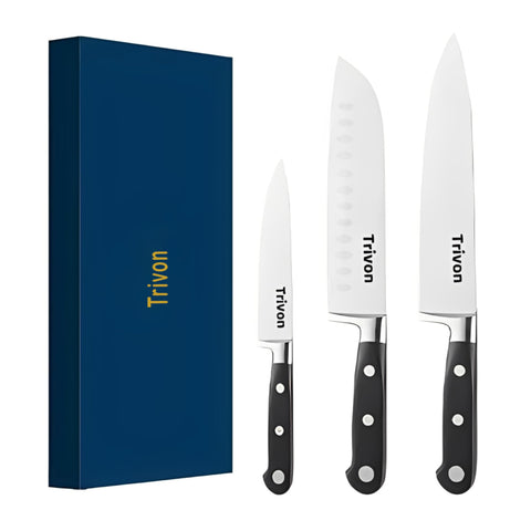 Trivon 8-inch chef knife for precise slicing and long-lasting sharpness.