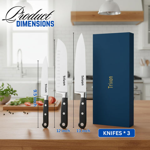 Trivon 7-inch Santoku knife ideal for dicing and chopping vegetables.