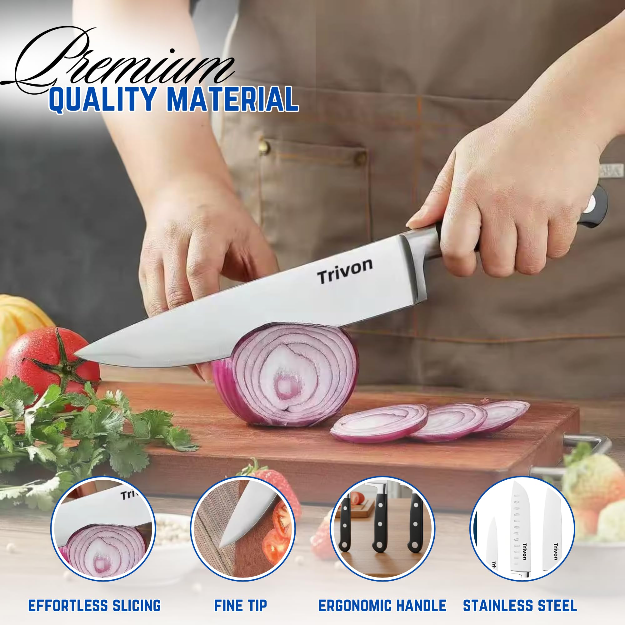 Trivon 5-inch utility knife versatile for herbs and quick trims.