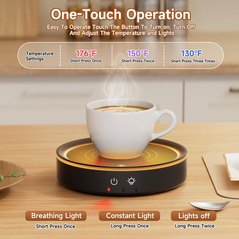 Trivoxia 36W mug warmer top view showing compact desk-friendly design