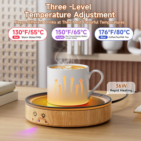 Trivoxia mug warmer offers three temperature presets for tea, coffee, or cocoa.