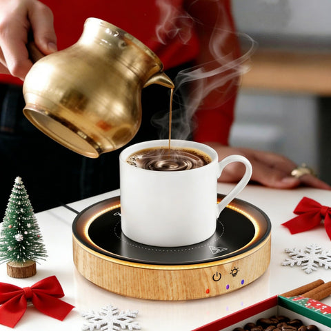 Trivoxia mug warmer ambient light mode adds gentle illumination for late-night use.