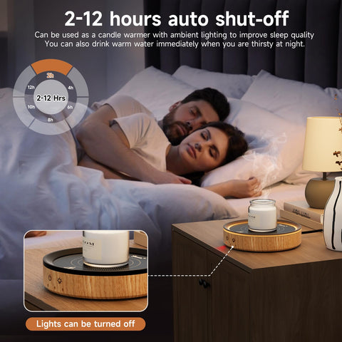 Trivoxia mug warmer has a raised edge to prevent spills.