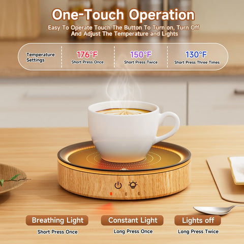 Trivoxia mug warmer delivers rapid heat for warm beverages from first sip.