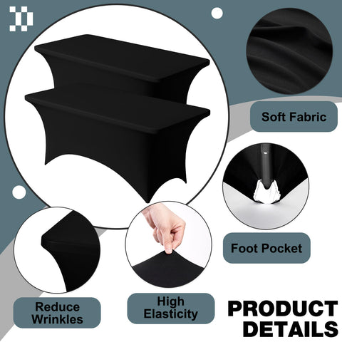 Trlyc table cloth corner pockets demonstrate secure fit on a 6ft table.