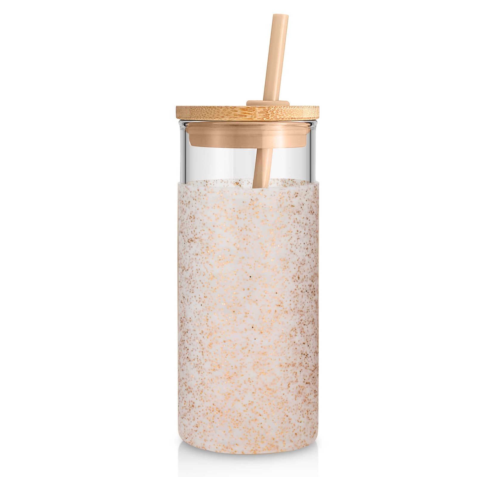 Tronco 20oz glass tumbler with lid and straw for versatile iced or hot drinks