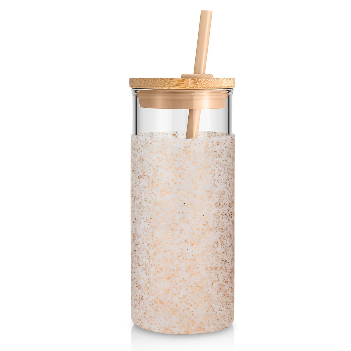 Tronco 20oz glass tumbler with lid and straw for versatile iced or hot drinks