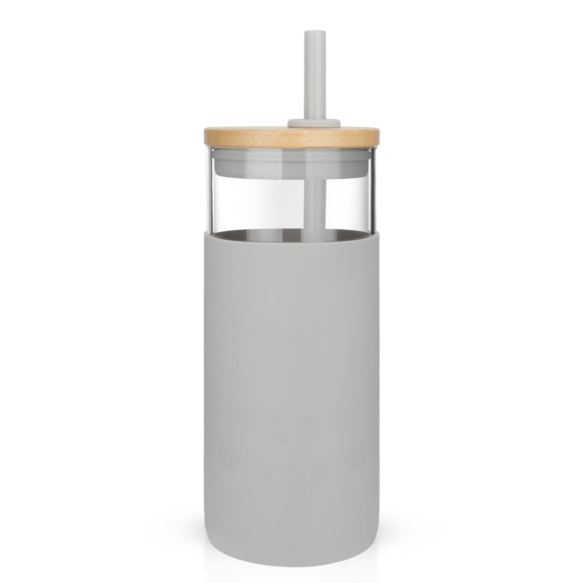 Tronco 20oz glass tumbler with lid and straw for versatile hot or cold drinks.
