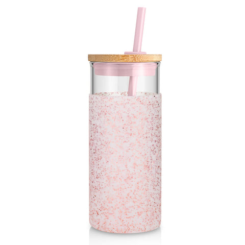 Tronco 20oz glass tumbler with lid and straw for hot or cold drinks