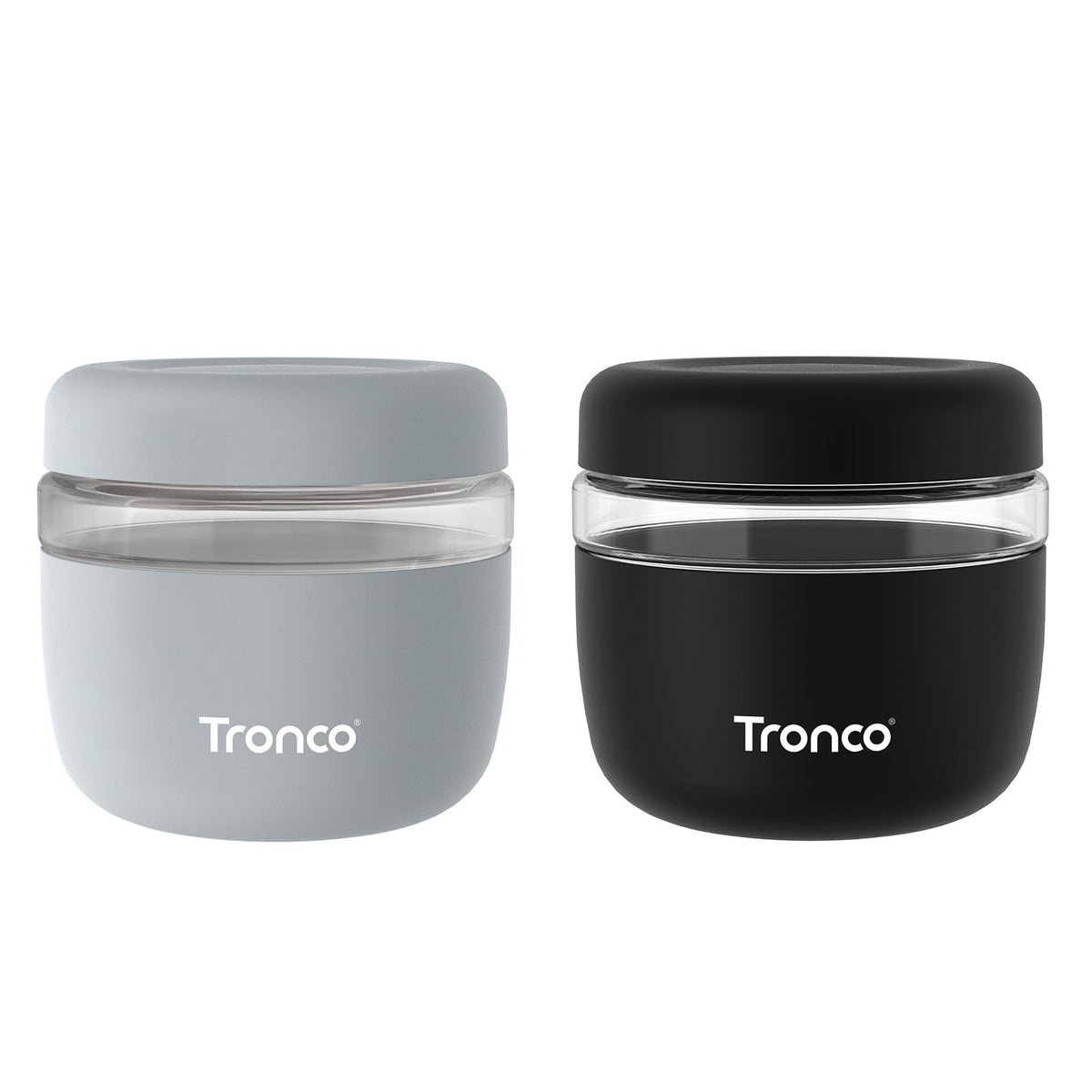 Tronco 24oz glass container with lids, demonstrating secure leak-proof design for meal prep