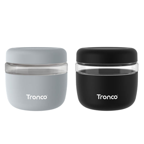 Tronco 24oz glass container with lids, demonstrating secure leak-proof design for meal prep