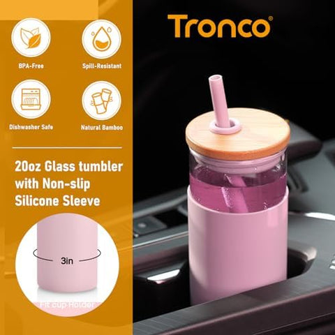 Tronco tumbler with bamboo lid and silicone sleeve for secure grip