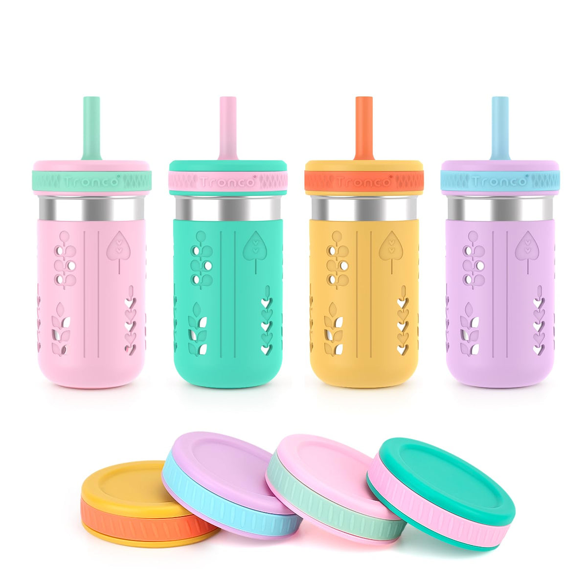 Tronco four-pack 15oz tumblers for school lunches and on-the-go use.