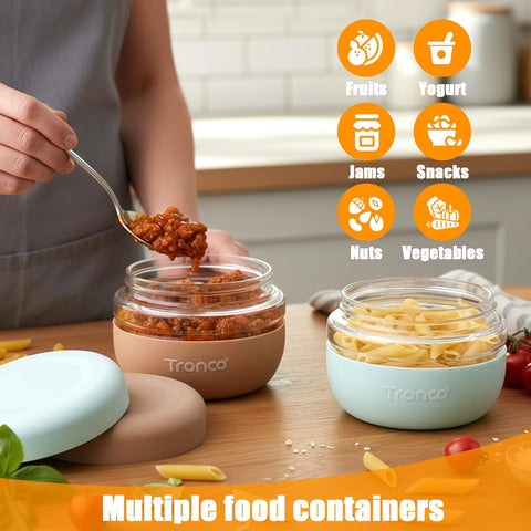 Tronco glass container open-lid with salad ready for meal prep.