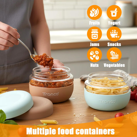 Tronco microwave-safe glass container ready for reheating meals.